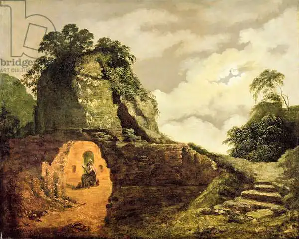 Wright, Joseph: Virgil Tomb by Moonlight with Silius Italicus
