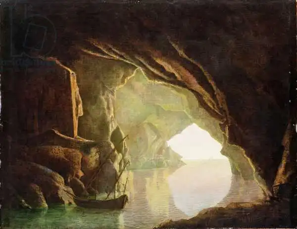 Wright, Joseph: Grotto in the Gulf of Salerno, Sunset