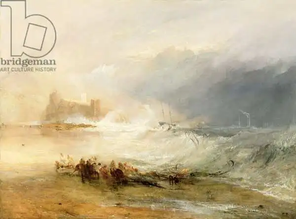 Turner, William: Wreckers - Coast of Northumberland, With a Steam Boat Assisting a Ship off Shore