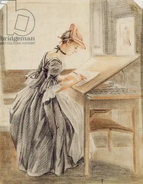 Sandby, Paul: A Lady Copying at a Drawing Table, c.1760-70