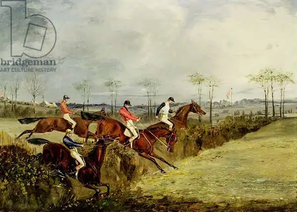 Alken, Henry Thomas: Steeplechase, Taking a Hedge and Ditch
