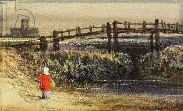 Boys, Thomas Shotter: The Footbridge (Landscape with Red Cloak)