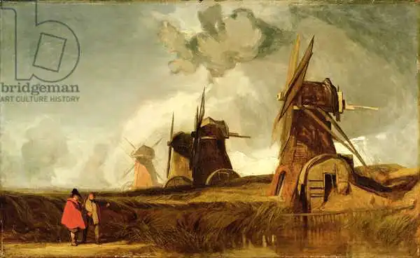 Cotman, John Sell: Entwässerungsfabriken in den Fens, Croyland, Lincolnshire, ca. 1830-40