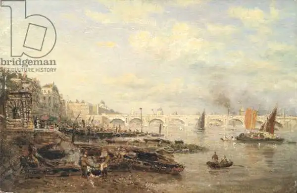Nash, Frederick: Thames and Waterloo Bridge from Somerset House