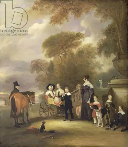 Ferneley, John: Der Rev. und Frau Henry Palmer mit ihren sechs jüngeren Kindern in Withcote Hall in der Nähe von Oakham, Leicestershire
