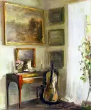 Holsöe, Carl: Interior with Cello and Spinet