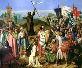 Schnetz, Jean-Victor: Procesí křižáků okolo Jeruzaléma 14. července 1099