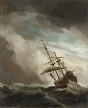 Velde, Willem van de: Ship on the High Seas caught by a Squall, known as the Gust
