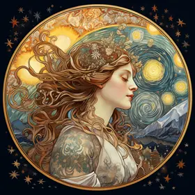 Art visions by AI: Mucha a hvězdná noc