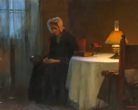 Schikaneder, Jakub: Večer (Sedící stará žena v interiéru)
