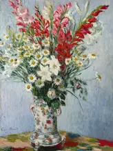 Monet, Claude: Kytice z gladiol, lilií a sedmikrásek