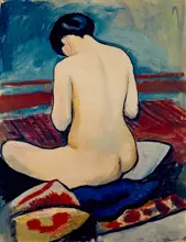 Macke, August: Sedící akt s polštářem