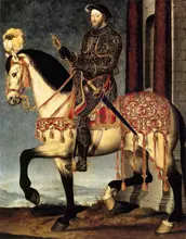 Clouet, François: Equestrian portrait of Francis I of France