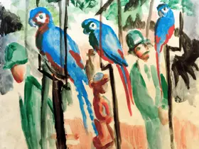 Macke, August: Návštěva pavilonu papoušků