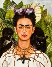 Kahlo, Frida: Bez názvu (autoportrét s trnovým náhrdelníkem a kolibříkem)