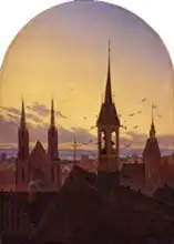Carus, Karl Gustav: Staré německé město v ranním světle