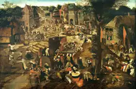 Brueghel, Pieter (ml.): Venkovský trh (na počest sv. Huberta a sv. Antonína)