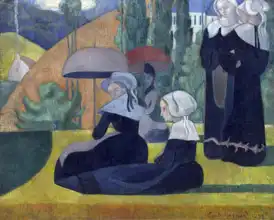 Bernard, Emile: Bretoňské ženy s deštníky