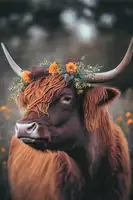 Treechild: Highland Kráva S Květinami