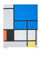 Mondrian, Piet: Kompozice s velkou modrou rovinou,červenou,černou,žlutou a šedou 1921