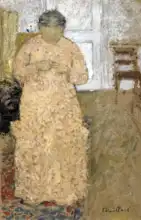Vuillard, Edouard: Žena v růžovém při pletení