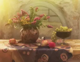 UstinaGreen: Zátiší s hrozny. Květiny a jablka