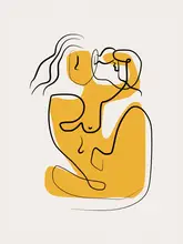 Dean, Little: Line Art Nude Foukání vlasů