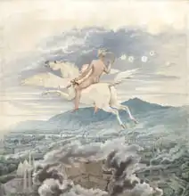 Schinkel, Karl Friedrich: Ženská postava na Pegasovi nad průmyslovým městem