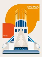 Retrodrome: Liverpool Metropolitan Cathedral Retro Architecture Print