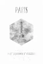 Viola, Melanie: Souřadnice PARIS Eiffelova věž | monochromatický akvarel