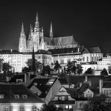Viola, Melanie: Pražský hrad a katedrála svatého Víta v noci - monochromatický