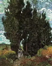 Gogh, Vincent van: Cypřiše a dvě ženy