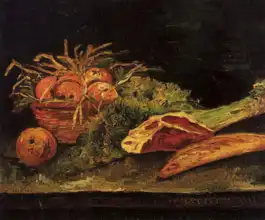 Gogh, Vincent van: Zátiší s jablky, masem a pečivem