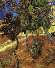 Gogh, Vincent van: Stromy v zahradě Saint-Paul Hospital
