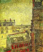 Gogh, Vincent van: Pohled na Paříž z van Goghova pokoje v Rue Lepic