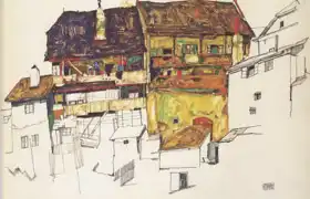 Schiele, Egon: Old houses in Czech Krumlov
