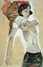 Schiele, Egon: Napůl vysvlečená dívka