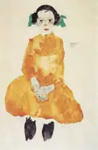 Schiele, Egon: Dívka v okrově žlutých šatech