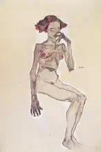 Schiele, Egon: Sedící dívka