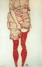 Schiele, Egon: Standing woman in red