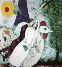 Chagall, Marc: Snoubenci před Eiffelovou věží