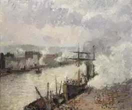 Pissarro, Camille: Parníky v přístavu v Rouenu