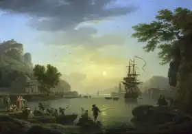 Vernet, Claude Joseph: Port at sunset