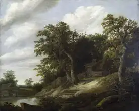 Decker, Cornelis: Chata mezi stromy na břehu potoka