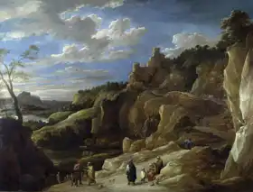 Teniers, David (ml.): Cikánská vykladačka z ruky v kopcích