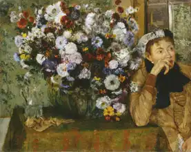 Degas, Edgar: Žena sedící vedle vázy s květinami