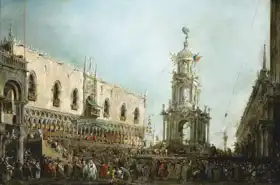 Guardi, Francesco: Benátský dóže přihlíží masopustnímu čtvrtku