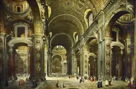 Panini, Giovanni Paolo: Kardinál Melchior de Polignac při návštěva baziliky svatého Petra v Římě