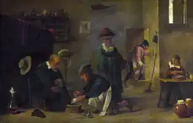 Teniers, David (ml.): Lékař ošetřující pacientovi nohu