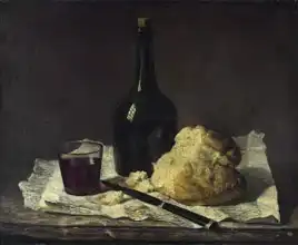 Chardin, Jean-Siméon: Zátiší s lahví a sklenicí a bochníkem
